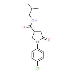ChemSpider 2D Image | 1-(4-Chlorophenyl)-N-isobutyl-5-oxo-3-pyrrolidinecarboxamide | C15H19ClN2O2