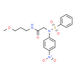 ChemSpider 2D Image | N-(3-Methoxypropyl)-N~2~-(4-nitrophenyl)-N~2~-(phenylsulfonyl)glycinamide | C18H21N3O6S