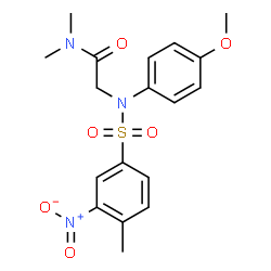 ChemSpider 2D Image | 2-[(4-Methoxyphenyl)[(4-methyl-3-nitrophenyl)sulfonyl]amino]-N,N-dimethylacetamide | C18H21N3O6S