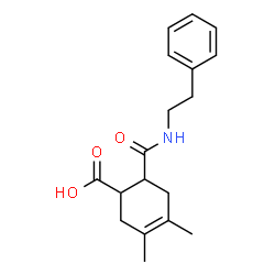 ChemSpider 2D Image | 3,4-Dimethyl-6-[(2-phenylethyl)carbamoyl]-3-cyclohexene-1-carboxylic acid | C18H23NO3