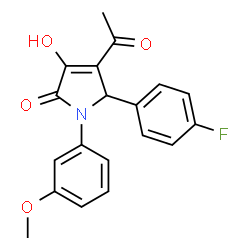 ChemSpider 2D Image | 4-Acetyl-5-(4-fluorophenyl)-3-hydroxy-1-(3-methoxyphenyl)-1,5-dihydro-2H-pyrrol-2-one | C19H16FNO4