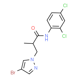ChemSpider 2D Image | 3-(4-Bromo-1H-pyrazol-1-yl)-N-(2,4-dichlorophenyl)-2-methylpropanamide | C13H12BrCl2N3O