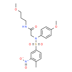 ChemSpider 2D Image | N~2~-(4-Methoxyphenyl)-N-(3-methoxypropyl)-N~2~-[(4-methyl-3-nitrophenyl)sulfonyl]glycinamide | C20H25N3O7S