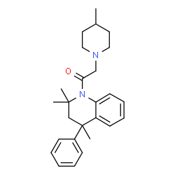 ChemSpider 2D Image | 2-(4-Methyl-1-piperidinyl)-1-(2,2,4-trimethyl-4-phenyl-3,4-dihydro-1(2H)-quinolinyl)ethanone | C26H34N2O