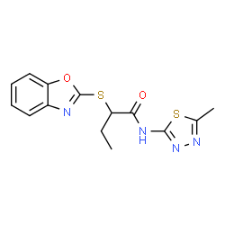 ChemSpider 2D Image | 2-(1,3-Benzoxazol-2-ylsulfanyl)-N-(5-methyl-1,3,4-thiadiazol-2-yl)butanamide | C14H14N4O2S2