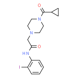 ChemSpider 2D Image | 2-[4-(Cyclopropylcarbonyl)-1-piperazinyl]-N-(2-iodophenyl)acetamide | C16H20IN3O2