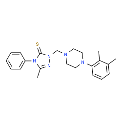 ChemSpider 2D Image | 2-{[4-(2,3-Dimethylphenyl)-1-piperazinyl]methyl}-5-methyl-4-phenyl-2,4-dihydro-3H-1,2,4-triazole-3-thione | C22H27N5S