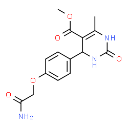 ChemSpider 2D Image | Methyl 4-[4-(2-amino-2-oxoethoxy)phenyl]-6-methyl-2-oxo-1,2,3,4-tetrahydro-5-pyrimidinecarboxylate | C15H17N3O5