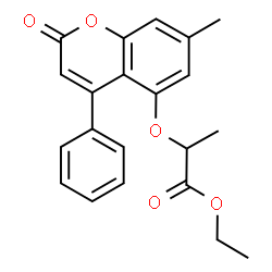 ChemSpider 2D Image | Ethyl 2-[(7-methyl-2-oxo-4-phenyl-2H-chromen-5-yl)oxy]propanoate | C21H20O5