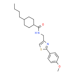 ChemSpider 2D Image | 4-Butyl-N-{[2-(4-methoxyphenyl)-1,3-thiazol-4-yl]methyl}cyclohexanecarboxamide | C22H30N2O2S