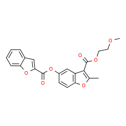 ChemSpider 2D Image | 3-[(2-Methoxyethoxy)carbonyl]-2-methyl-1-benzofuran-5-yl 1-benzofuran-2-carboxylate | C22H18O7