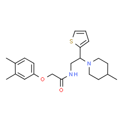 ChemSpider 2D Image | 2-(3,4-Dimethylphenoxy)-N-[2-(4-methyl-1-piperidinyl)-2-(2-thienyl)ethyl]acetamide | C22H30N2O2S