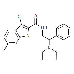 ChemSpider 2D Image | 3-Chloro-N-[2-(diethylamino)-2-phenylethyl]-6-methyl-1-benzothiophene-2-carboxamide | C22H25ClN2OS