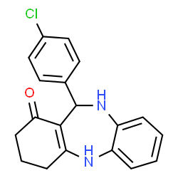 ChemSpider 2D Image | 11-(4-Chlorophenyl)-2,3,4,5,10,11-hexahydro-1H-dibenzo[b,e][1,4]diazepin-1-one | C19H17ClN2O