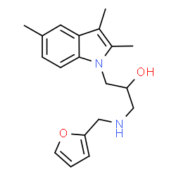 ChemSpider 2D Image | 1-[(2-Furylmethyl)amino]-3-(2,3,5-trimethyl-1H-indol-1-yl)-2-propanol | C19H24N2O2