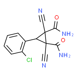 ChemSpider 2D Image | 3-(2-Chlorophenyl)-1,2-dicyano-1,2-cyclopropanedicarboxamide | C13H9ClN4O2