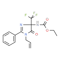 ChemSpider 2D Image | Ethyl [1-allyl-5-oxo-2-phenyl-4-(trifluoromethyl)-4,5-dihydro-1H-imidazol-4-yl]carbamate | C16H16F3N3O3