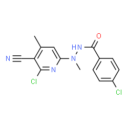 ChemSpider 2D Image | 4-Chloro-N'-(6-chloro-5-cyano-4-methyl-2-pyridinyl)-N'-methylbenzohydrazide | C15H12Cl2N4O