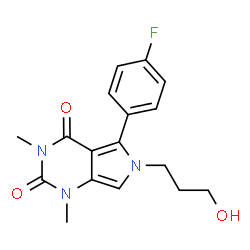 ChemSpider 2D Image | 5-(4-Fluorophenyl)-6-(3-hydroxypropyl)-1,3-dimethyl-1H-pyrrolo[3,4-d]pyrimidine-2,4(3H,6H)-dione | C17H18FN3O3