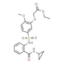 ChemSpider 2D Image | Ethyl (5-{[2-(cyclopropylcarbamoyl)phenyl]sulfamoyl}-2-methoxyphenoxy)acetate | C21H24N2O7S