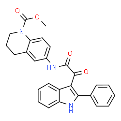 ChemSpider 2D Image | Methyl 6-{[oxo(2-phenyl-1H-indol-3-yl)acetyl]amino}-3,4-dihydro-1(2H)-quinolinecarboxylate | C27H23N3O4