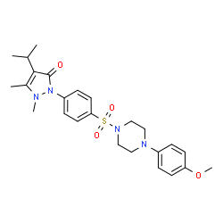 ChemSpider 2D Image | 4-Isopropyl-2-(4-{[4-(4-methoxyphenyl)-1-piperazinyl]sulfonyl}phenyl)-1,5-dimethyl-1,2-dihydro-3H-pyrazol-3-one | C25H32N4O4S