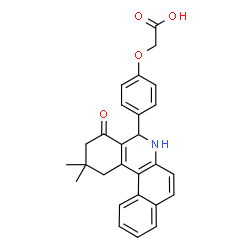 ChemSpider 2D Image | [4-(2,2-Dimethyl-4-oxo-1,2,3,4,5,6-hexahydrobenzo[a]phenanthridin-5-yl)phenoxy]acetic acid | C27H25NO4