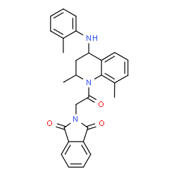 ChemSpider 2D Image | 2-(2-{2,8-Dimethyl-4-[(2-methylphenyl)amino]-3,4-dihydro-1(2H)-quinolinyl}-2-oxoethyl)-1H-isoindole-1,3(2H)-dione | C28H27N3O3