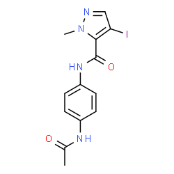 ChemSpider 2D Image | N-(4-Acetamidophenyl)-4-iodo-1-methyl-1H-pyrazole-5-carboxamide | C13H13IN4O2