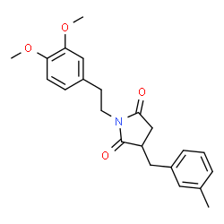 ChemSpider 2D Image | 1-[2-(3,4-Dimethoxyphenyl)ethyl]-3-(3-methylbenzyl)-2,5-pyrrolidinedione | C22H25NO4