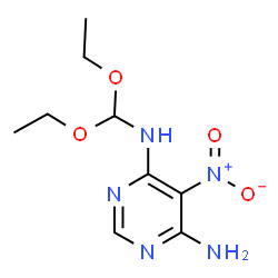 ChemSpider 2D Image | N-(Diethoxymethyl)-5-nitro-4,6-pyrimidinediamine | C9H15N5O4