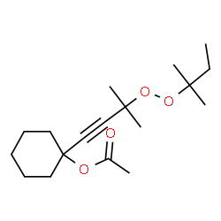 ChemSpider 2D Image | 1-{3-Methyl-3-[(2-methyl-2-butanyl)peroxy]-1-butyn-1-yl}cyclohexyl acetate | C18H30O4