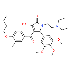 ChemSpider 2D Image | 4-(4-Butoxy-3-methylbenzoyl)-1-[2-(diethylamino)ethyl]-3-hydroxy-5-(3,4,5-trimethoxyphenyl)-1,5-dihydro-2H-pyrrol-2-one | C31H42N2O7
