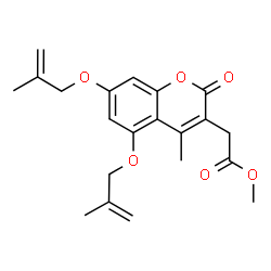 ChemSpider 2D Image | Methyl {4-methyl-5,7-bis[(2-methyl-2-propen-1-yl)oxy]-2-oxo-2H-chromen-3-yl}acetate | C21H24O6
