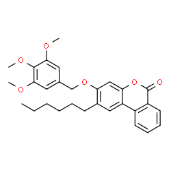 ChemSpider 2D Image | 2-Hexyl-3-[(3,4,5-trimethoxybenzyl)oxy]-6H-benzo[c]chromen-6-one | C29H32O6
