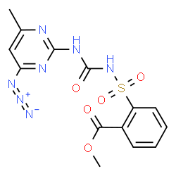 ChemSpider 2D Image | Methyl 2-{[(4-azido-6-methyl-2-pyrimidinyl)carbamoyl]sulfamoyl}benzoate | C14H13N7O5S