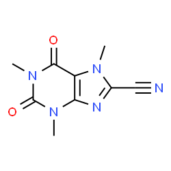 ChemSpider 2D Image | 1,3,7-Trimethyl-2,6-dioxo-2,3,6,7-tetrahydro-1H-purine-8-carbonitrile | C9H9N5O2