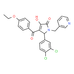 ChemSpider 2D Image | 5-(3,4-Dichlorophenyl)-4-(4-ethoxybenzoyl)-3-hydroxy-1-(3-pyridinylmethyl)-1,5-dihydro-2H-pyrrol-2-one | C25H20Cl2N2O4