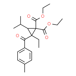 ChemSpider 2D Image | Diethyl 2-ethyl-3-isopropyl-2-(4-methylbenzoyl)-1,1-cyclopropanedicarboxylate | C22H30O5