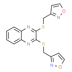 ChemSpider 2D Image | 2,3-Bis[(1,2-oxazol-3-ylmethyl)sulfanyl]quinoxaline | C16H12N4O2S2