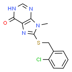 ChemSpider 2D Image | 8-[(2-Chlorobenzyl)sulfanyl]-9-methyl-1,9-dihydro-6H-purin-6-one | C13H11ClN4OS