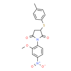 ChemSpider 2D Image | 1-(2-Methoxy-4-nitro-phenyl)-3-p-tolylsulfanyl-pyrrolidine-2,5-dione | C18H16N2O5S