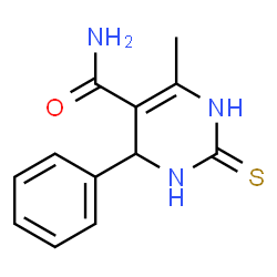 ChemSpider 2D Image | 6-Methyl-4-phenyl-2-thioxo-1,2,3,4-tetrahydro-5-pyrimidinecarboxamide | C12H13N3OS