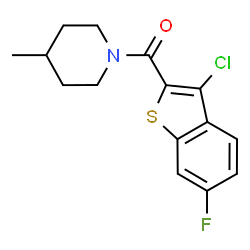ChemSpider 2D Image | (3-Chloro-6-fluoro-1-benzothiophen-2-yl)(4-methyl-1-piperidinyl)methanone | C15H15ClFNOS