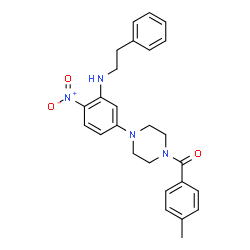 ChemSpider 2D Image | (4-Methylphenyl)(4-{4-nitro-3-[(2-phenylethyl)amino]phenyl}-1-piperazinyl)methanone | C26H28N4O3