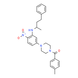 ChemSpider 2D Image | (4-Methylphenyl)(4-{4-nitro-3-[(4-phenyl-2-butanyl)amino]phenyl}-1-piperazinyl)methanone | C28H32N4O3