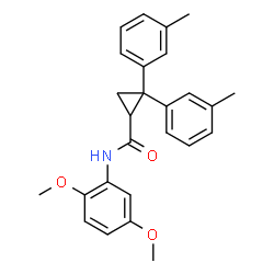 ChemSpider 2D Image | N-(2,5-Dimethoxyphenyl)-2,2-bis(3-methylphenyl)cyclopropanecarboxamide | C26H27NO3