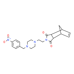 ChemSpider 2D Image | 4-{2-[4-(4-Nitrobenzyl)-1-piperazinyl]ethyl}-4-azatricyclo[5.2.1.0~2,6~]dec-8-ene-3,5-dione | C22H26N4O4