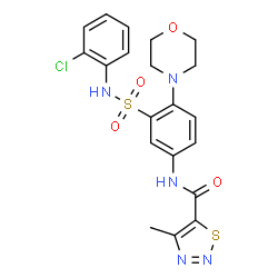 ChemSpider 2D Image | N-{3-[(2-Chlorophenyl)sulfamoyl]-4-(4-morpholinyl)phenyl}-4-methyl-1,2,3-thiadiazole-5-carboxamide | C20H20ClN5O4S2
