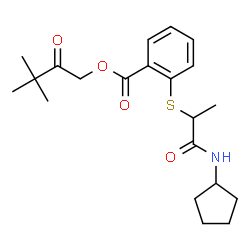 ChemSpider 2D Image | 3,3-Dimethyl-2-oxobutyl 2-{[1-(cyclopentylamino)-1-oxo-2-propanyl]sulfanyl}benzoate | C21H29NO4S
